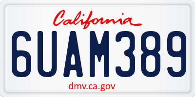 CA license plate 6UAM389