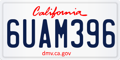 CA license plate 6UAM396