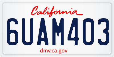 CA license plate 6UAM403