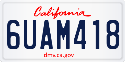 CA license plate 6UAM418