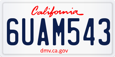 CA license plate 6UAM543