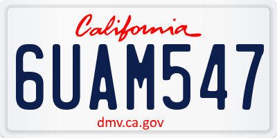CA license plate 6UAM547