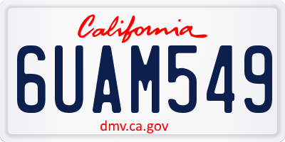 CA license plate 6UAM549