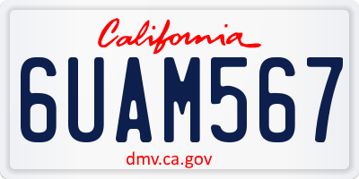 CA license plate 6UAM567