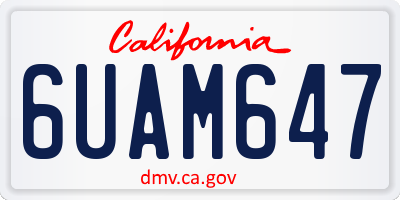 CA license plate 6UAM647