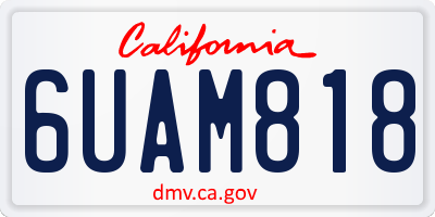 CA license plate 6UAM818