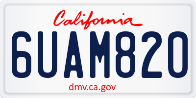 CA license plate 6UAM820
