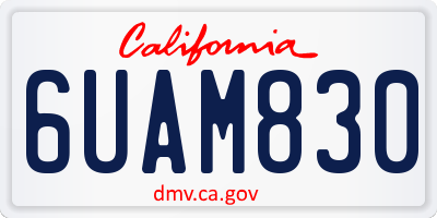 CA license plate 6UAM830