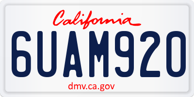 CA license plate 6UAM920