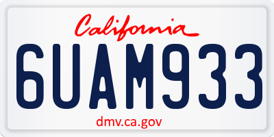 CA license plate 6UAM933