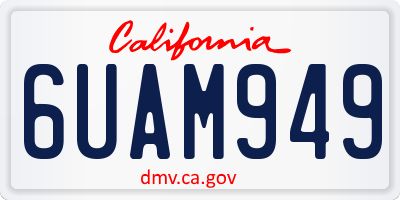CA license plate 6UAM949