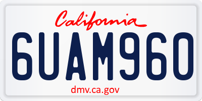 CA license plate 6UAM960