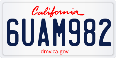 CA license plate 6UAM982