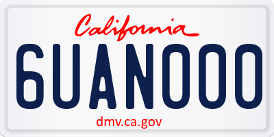 CA license plate 6UAN000