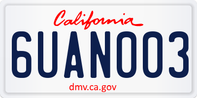 CA license plate 6UAN003