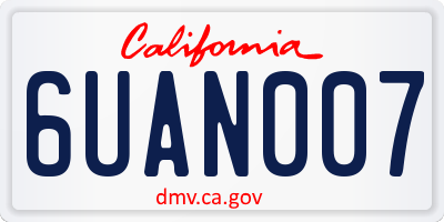 CA license plate 6UAN007