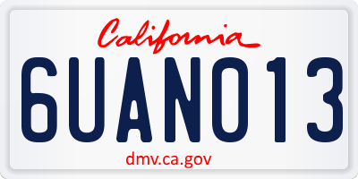 CA license plate 6UAN013