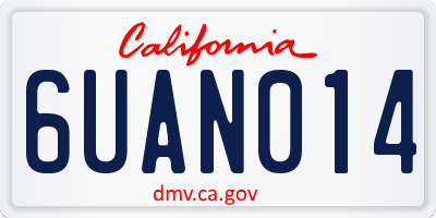 CA license plate 6UAN014