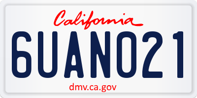 CA license plate 6UAN021
