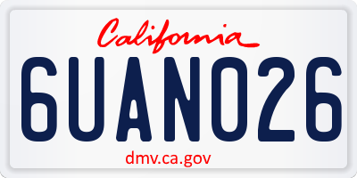 CA license plate 6UAN026