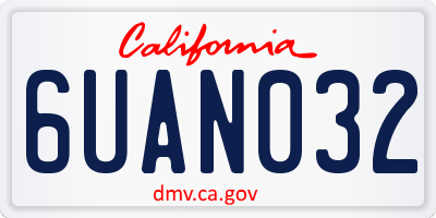 CA license plate 6UAN032