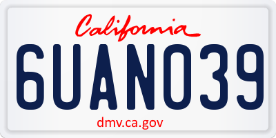 CA license plate 6UAN039