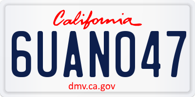 CA license plate 6UAN047