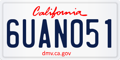 CA license plate 6UAN051