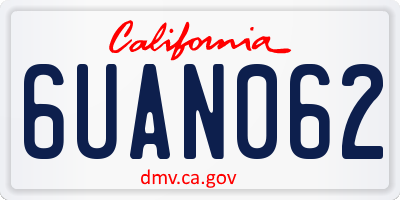 CA license plate 6UAN062