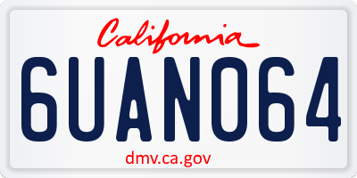 CA license plate 6UAN064