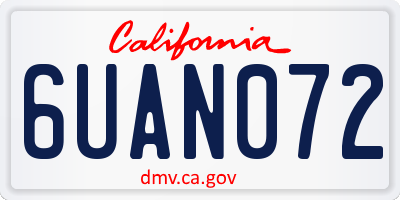 CA license plate 6UAN072