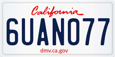 CA license plate 6UAN077