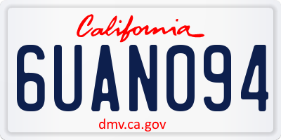 CA license plate 6UAN094
