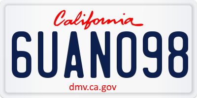 CA license plate 6UAN098
