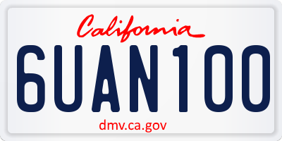 CA license plate 6UAN100