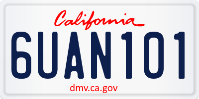 CA license plate 6UAN101