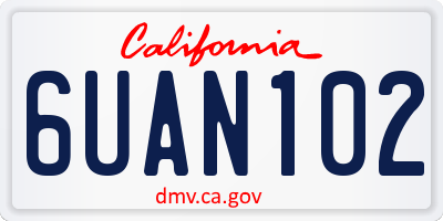 CA license plate 6UAN102