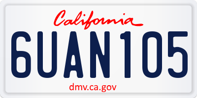 CA license plate 6UAN105