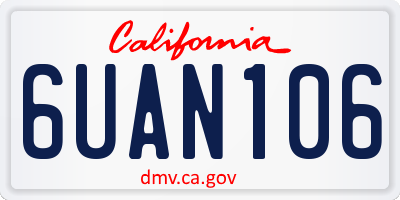 CA license plate 6UAN106
