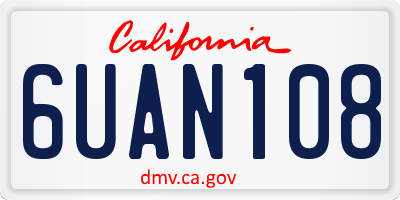 CA license plate 6UAN108