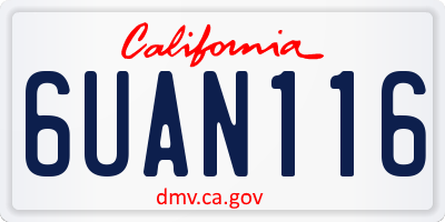 CA license plate 6UAN116