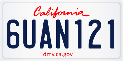 CA license plate 6UAN121