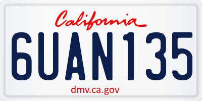 CA license plate 6UAN135