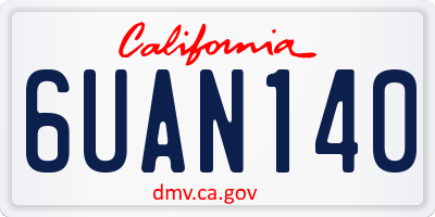CA license plate 6UAN140