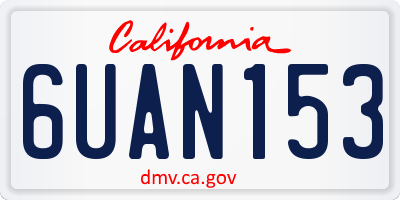 CA license plate 6UAN153