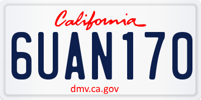 CA license plate 6UAN170