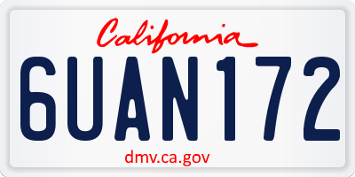 CA license plate 6UAN172