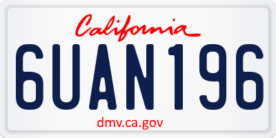 CA license plate 6UAN196