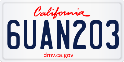 CA license plate 6UAN203
