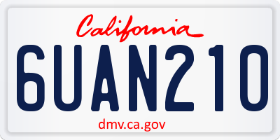 CA license plate 6UAN210